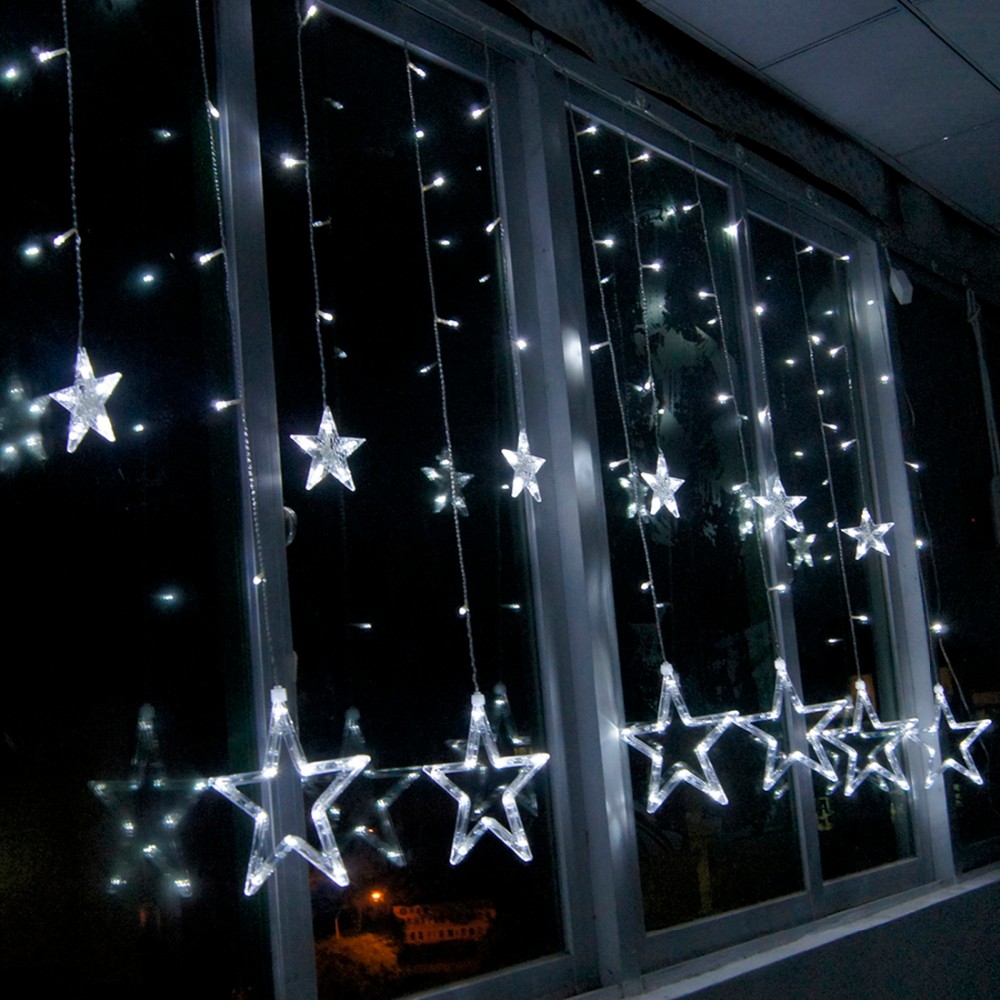 Stars LED Curtain Fairy String Lights Window Curtain Lamp Star Styled For Christmas Parties Wedding Festival Decorations