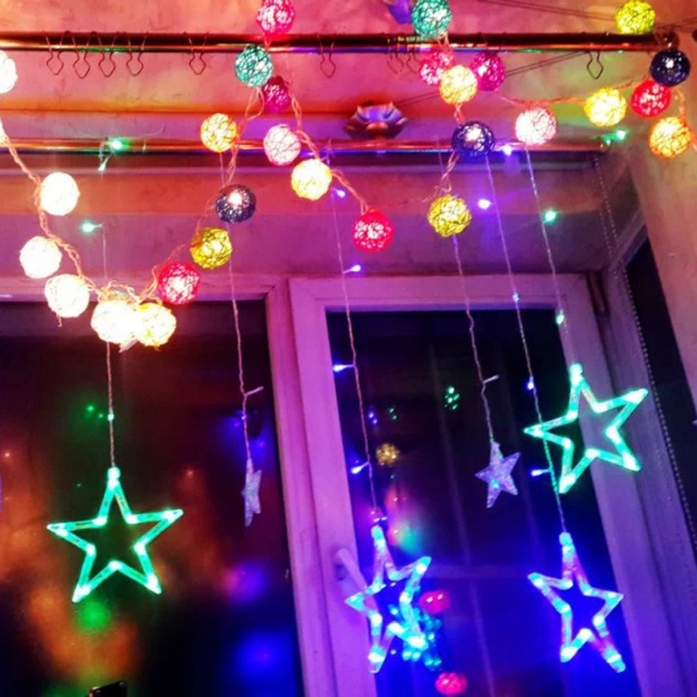 Stars LED Curtain Fairy String Lights Window Curtain Lamp Star Styled For Christmas Parties Wedding Festival Decorations