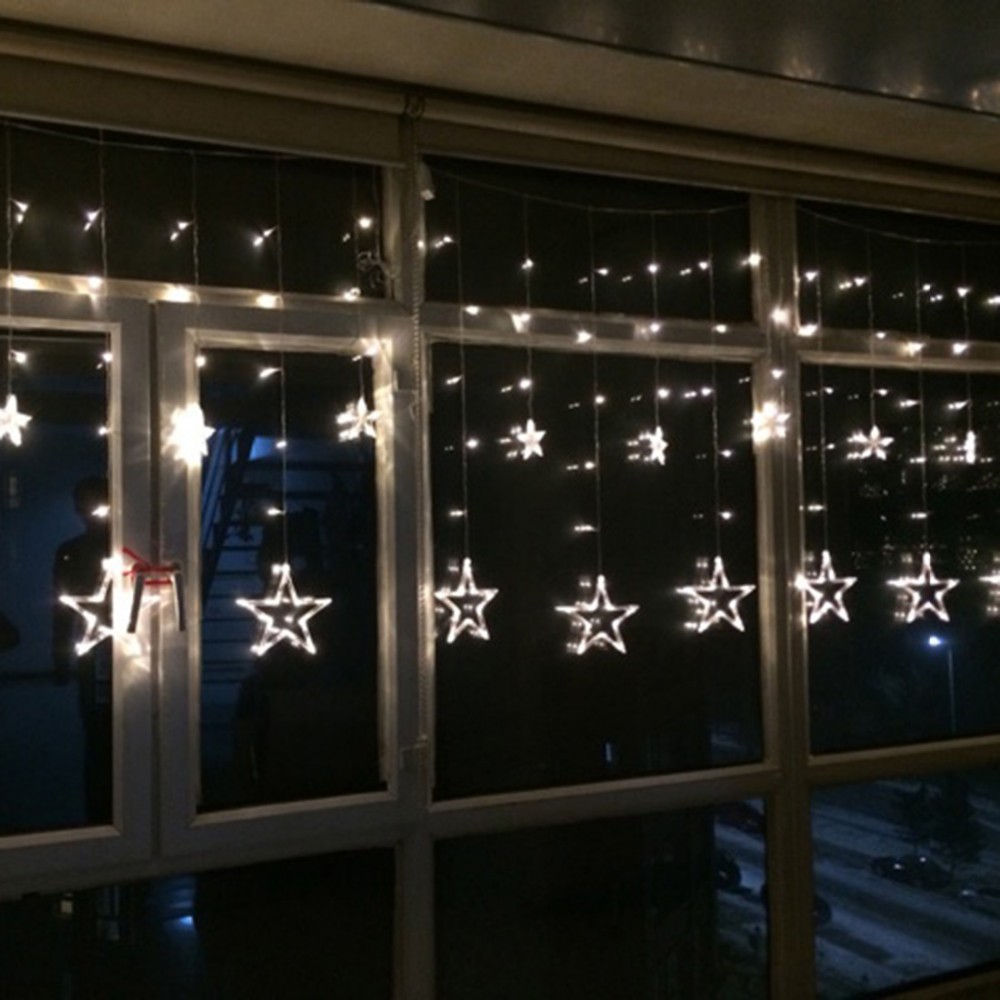 Stars LED Curtain Fairy String Lights Window Curtain Lamp Star Styled For Christmas Parties Wedding Festival Decorations