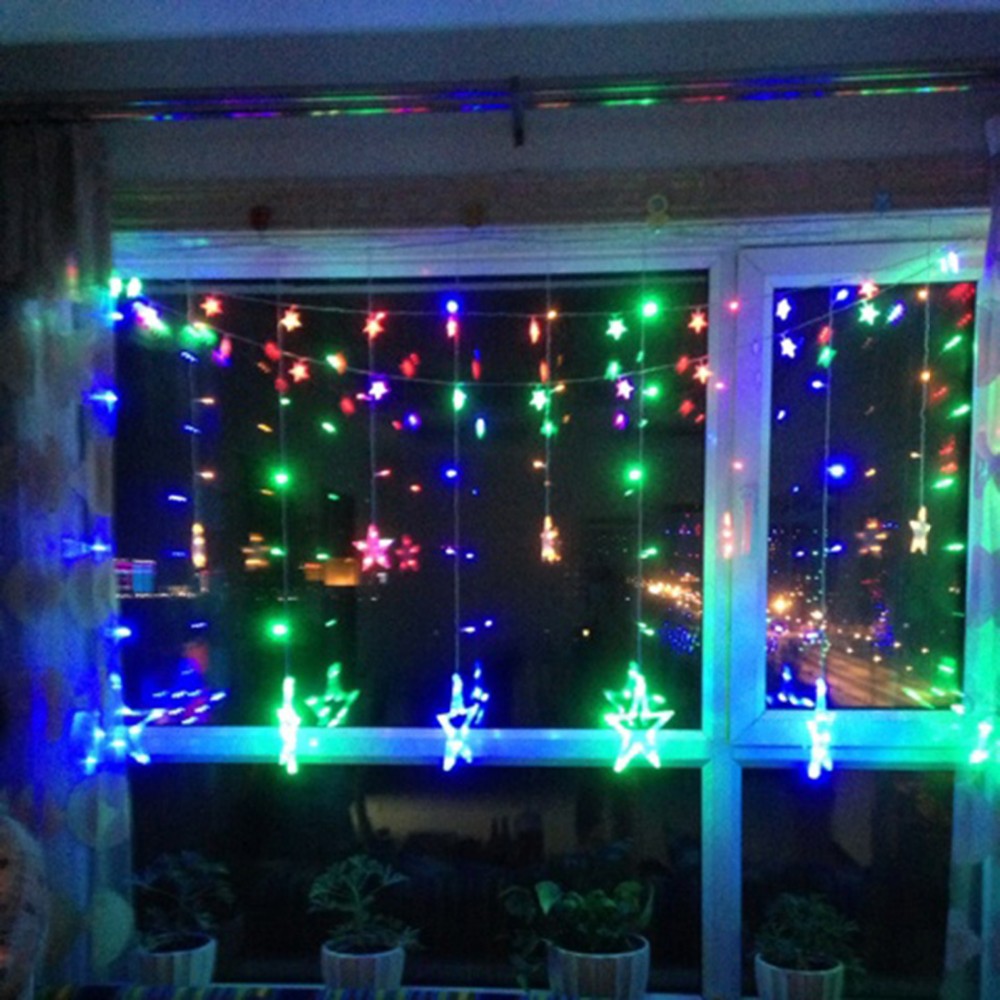 Stars LED Curtain Fairy String Lights Window Curtain Lamp Star Styled For Christmas Parties Wedding Festival Decorations
