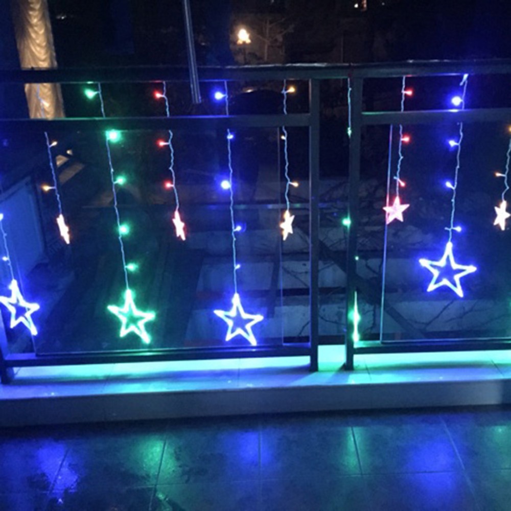 Stars LED Curtain Fairy String Lights Window Curtain Lamp Star Styled For Christmas Parties Wedding Festival Decorations