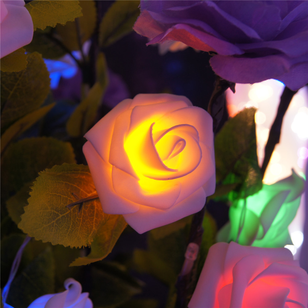 8 Color Night Light 20 x LED Novelty Rose Flower Fairy String Lights Wedding Garden Party Christmas Decoration Nighlight
