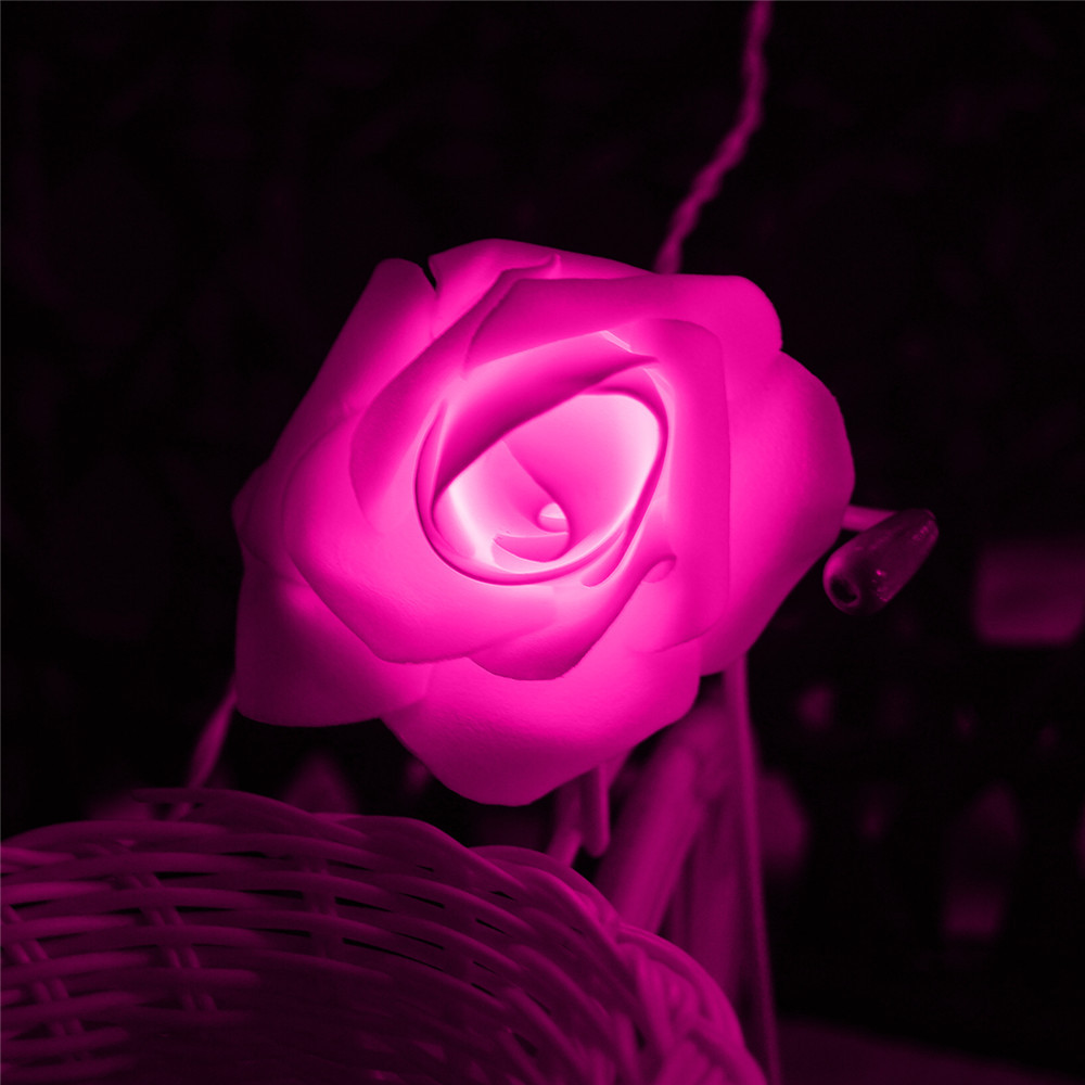 8 Color Night Light 20 x LED Novelty Rose Flower Fairy String Lights Wedding Garden Party Christmas Decoration Nighlight