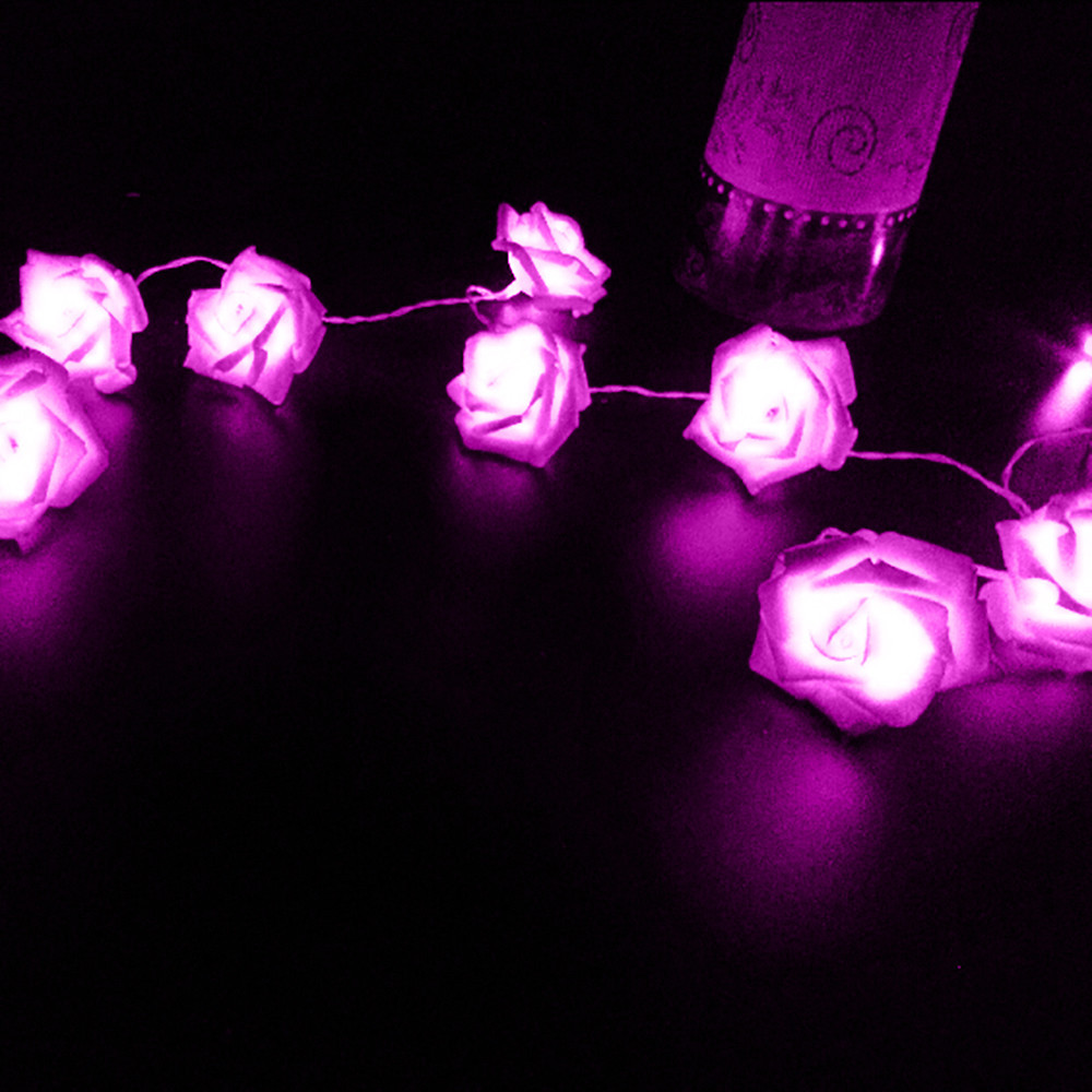 8 Color Night Light 20 x LED Novelty Rose Flower Fairy String Lights Wedding Garden Party Christmas Decoration Nighlight