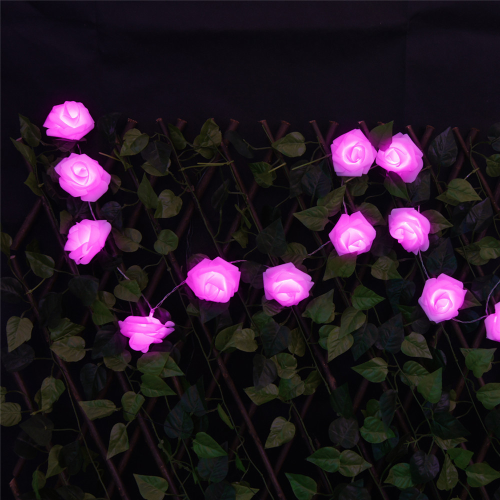 Battery Powered Holiday Lighting 20 x LED Novelty Rose Flower Fairy String Lights Wedding Garden Party Christmas Decoration