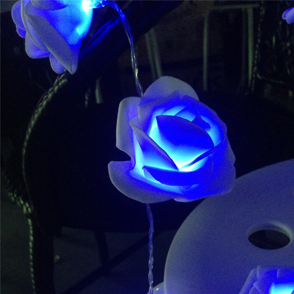 Battery Powered Holiday Lighting 20 x LED Novelty Rose Flower Fairy String Lights Wedding Garden Party Christmas Decoration