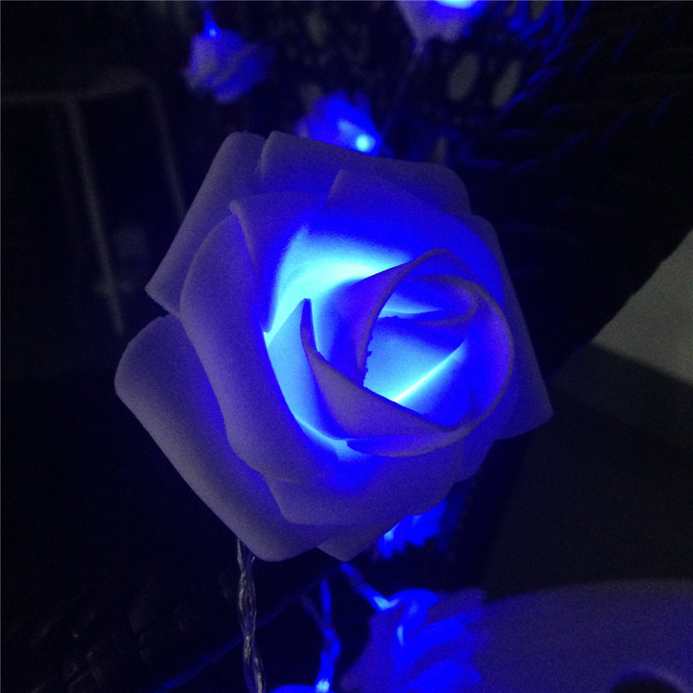 Battery Powered Holiday Lighting 20 x LED Novelty Rose Flower Fairy String Lights Wedding Garden Party Christmas Decoration