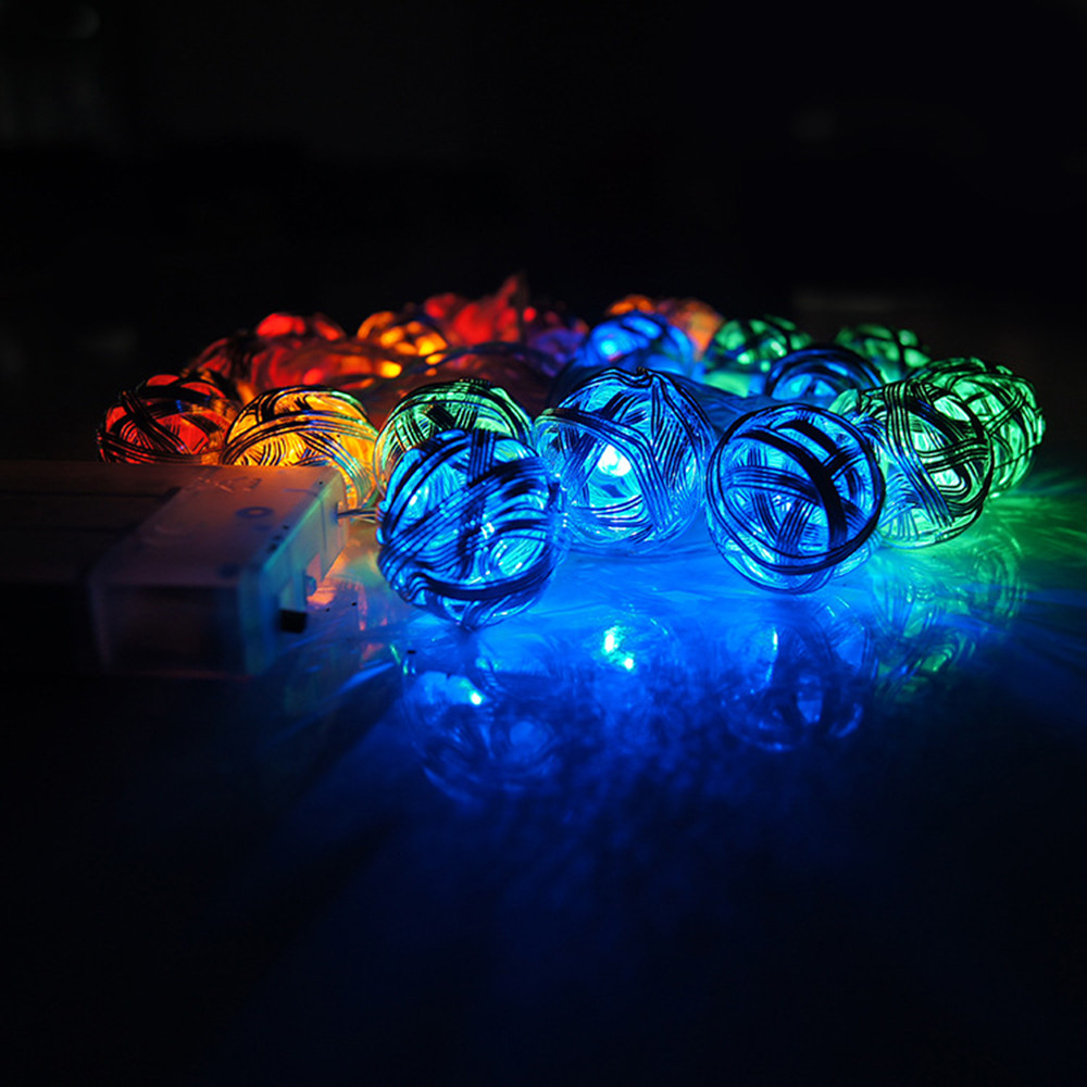 Euro Style 20 RGB Multicolor Silver Handmade Led Ball String Lights Fairy wedding XMAS Patio Deco Lamp