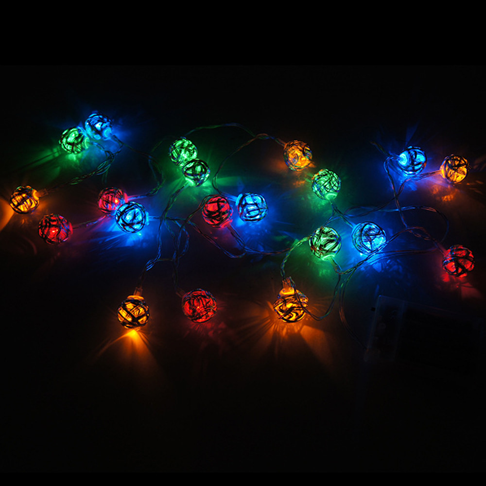 Euro Style 20 RGB Multicolor Silver Handmade Led Ball String Lights Fairy wedding XMAS Patio Deco Lamp