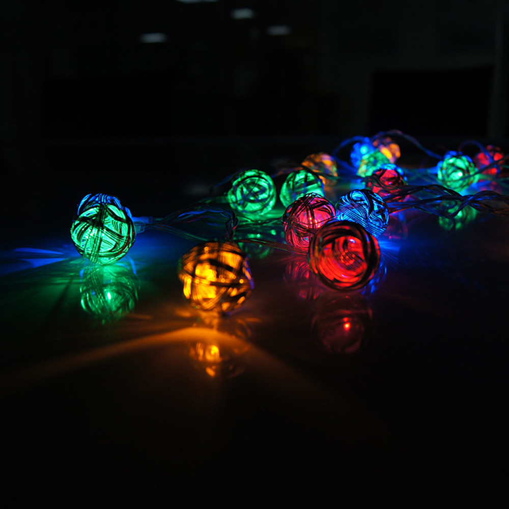 Euro Style 20 RGB Multicolor Silver Handmade Led Ball String Lights Fairy wedding XMAS Patio Deco Lamp