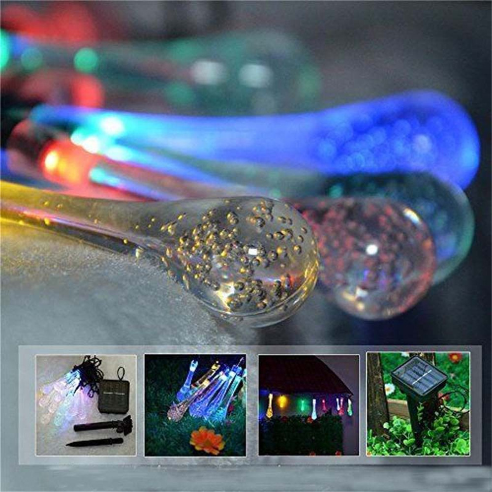 Waterproof 20 LEDs 5M 16ft Drop LED String Light Outdoor Solar Garden Lamp with 4 Color For Christmas Wedding Party Decoration