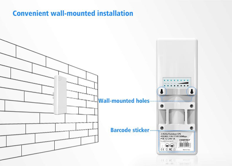 Support IP Camera Long Distance Coverage up to 5KM CPE 2.4Ghz WIFI Signal Booster Amplifier Network Bridge COMFAST CF E214N