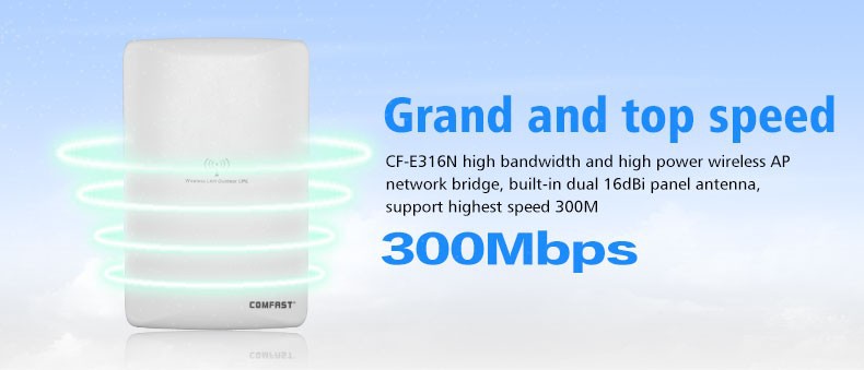 Long Distance Wireless 11b g n WLAN CPE Outdoor 16dBi 300Mbps 400mw distance 5KM Comfast CF E316N