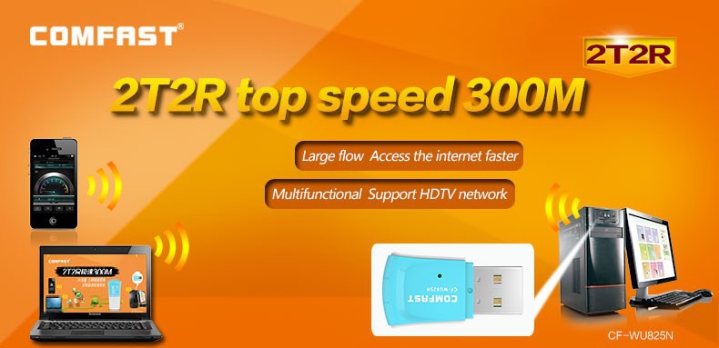 high speed COMFAST CF WU825N 300Mbps 802.11n g b RTL 8188CUS MINI USB wifi adapter wireless signal receiver emitter