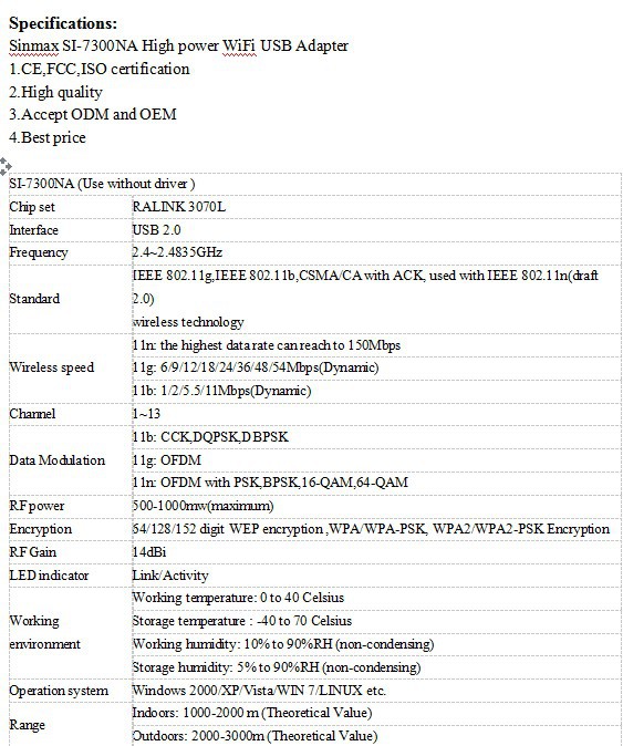 2 pieces lot 54Mbps Rainlink3070 wireless signal receiver emitter CF WU7300NA WiFi Adapter