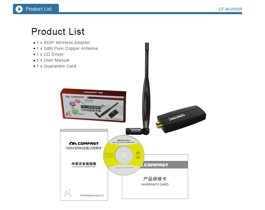 6dBi High Gain Antenna 300Mps WPS USB Wifi Receiver Emitter Realtek8192EUS Wireless Network Card