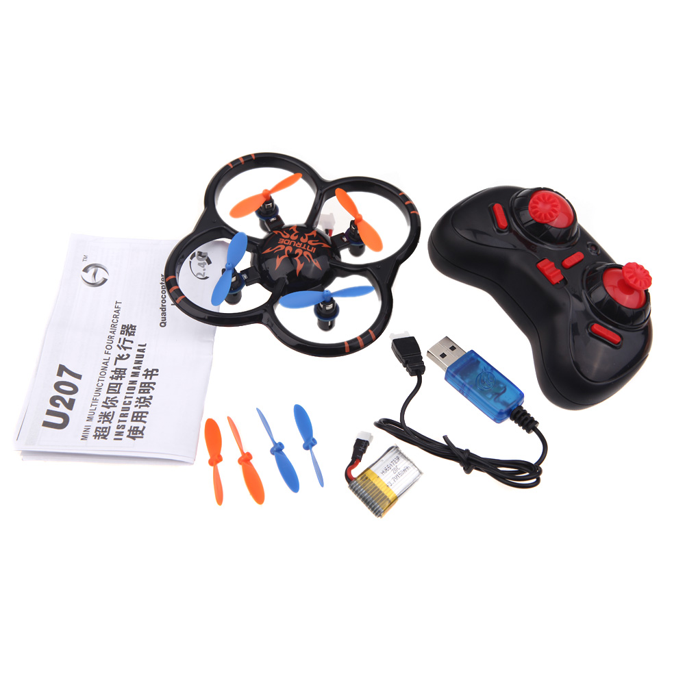 U207 RC Helicopter 6 Axis Gyro 4CH Radio Controll mini Quadcopter Black/Orange Color UFO Toys w/ LED Lights For Children Gift