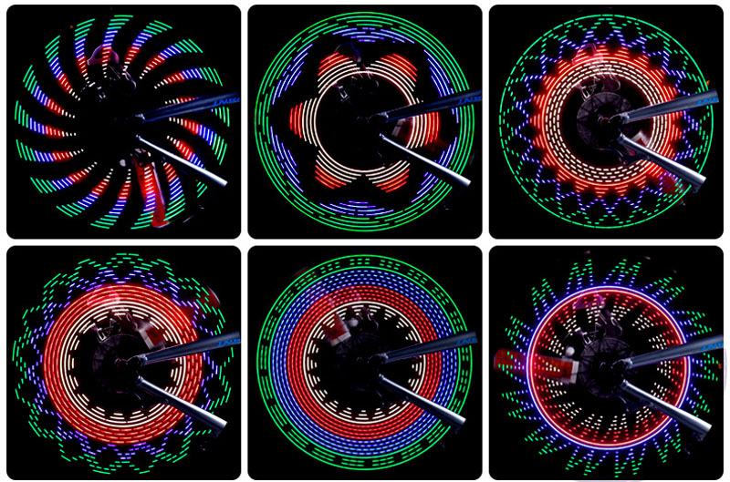 2015 New Bike Accessories Bicycle Accessories 32led Cycling Bikes Bicycles Rainbow Wheel Valve Signal Tire Spoke Light Free Ship
