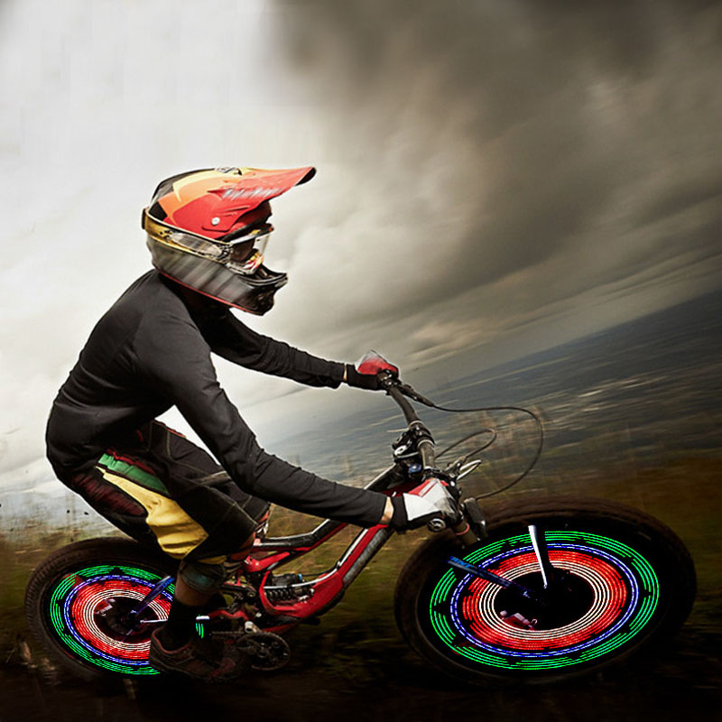 2015 New Bike Accessories Bicycle Accessories 32led Cycling Bikes Bicycles Rainbow Wheel Valve Signal Tire Spoke Light Free Ship