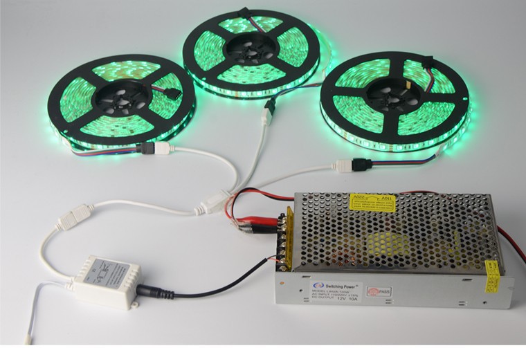 15M 5050 RGB LED Strip Light SMD No Waterproof 30Leds M 450 Leds Flexible Bar Light+44Key IR Controller+10A Power supply LS15