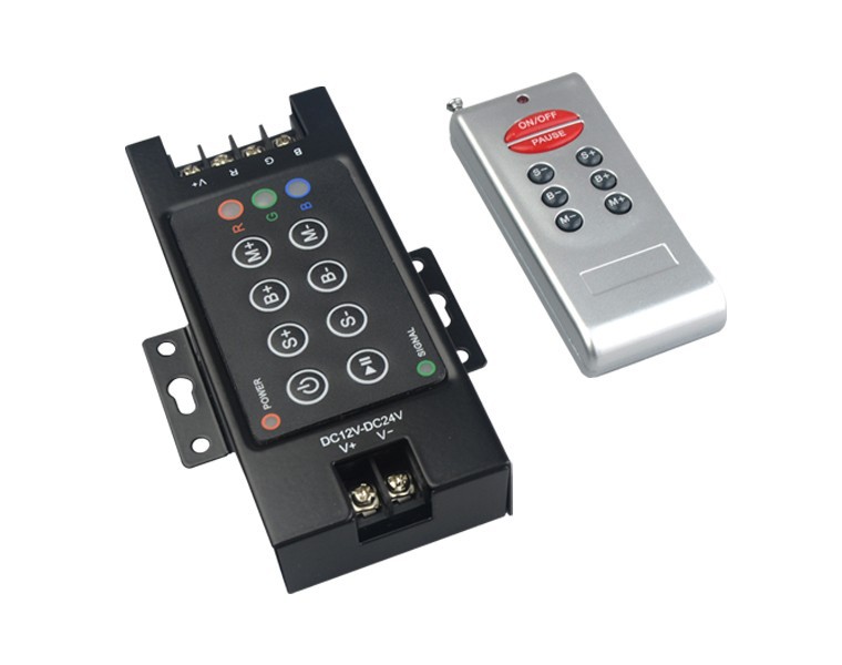 LED RGB Controller DC 12 24V 3 Channel 360W 8 Keys RF Remote Dimmer For 5050 3528 rgb led Strip CR02