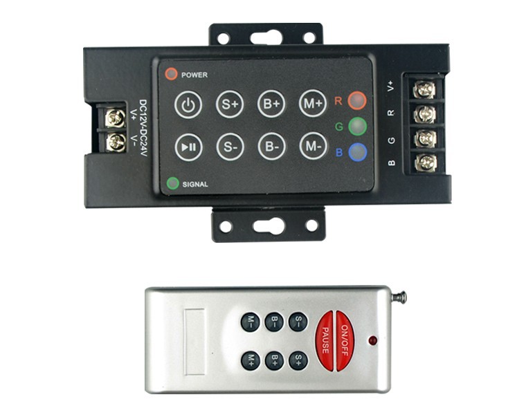 LED RGB Controller DC 12 24V 3 Channel 360W 8 Keys RF Remote Dimmer For 5050 3528 rgb led Strip CR02