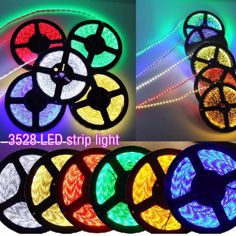 5m 3528 Led Strip Light SMD DC12V 60Leds m Strips Light +2A Transformer Led Power Driver White Warm white Red Green Blue LS52