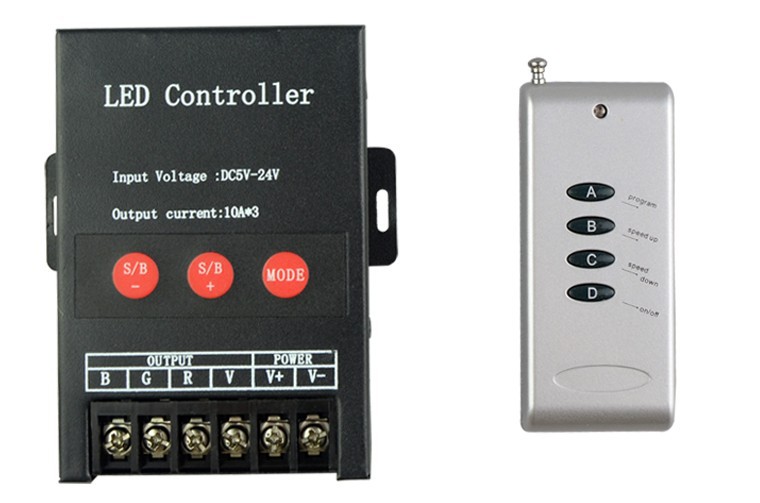 New 30A RGB LED Controller RF Remote Dimmer DC 5V 12V 24V Current 4 Keys 7 Colors Controller For LED strip CR07