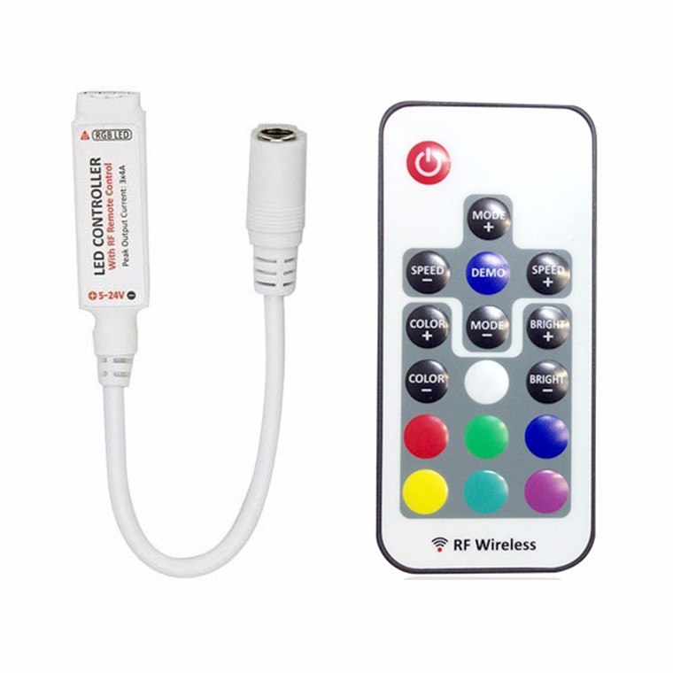 LED RGB Controller DC5V 24V 12A 17key mini RF Wireless Remote Dimmer For Flexible Strip Light CR14