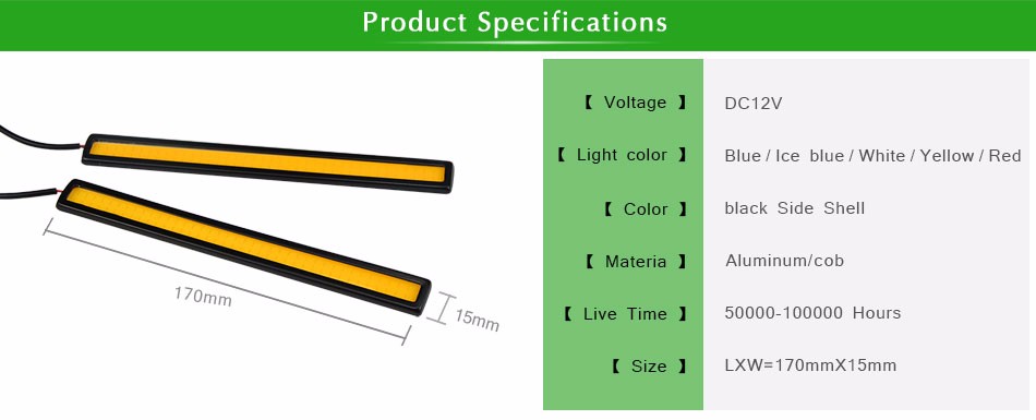 New update DC 12V 17cm 100 Waterproof Ultra Bright COB LED Daytime Running lights Auto Car DRL Bar light Driving Fog lamp