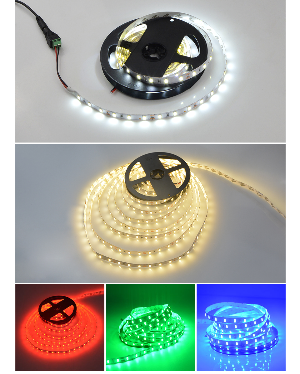 High quality LED Strip light 5630 SMD DC12V 5M 300led flexible 5730 bar light high brightness Non waterproof indoor home decor