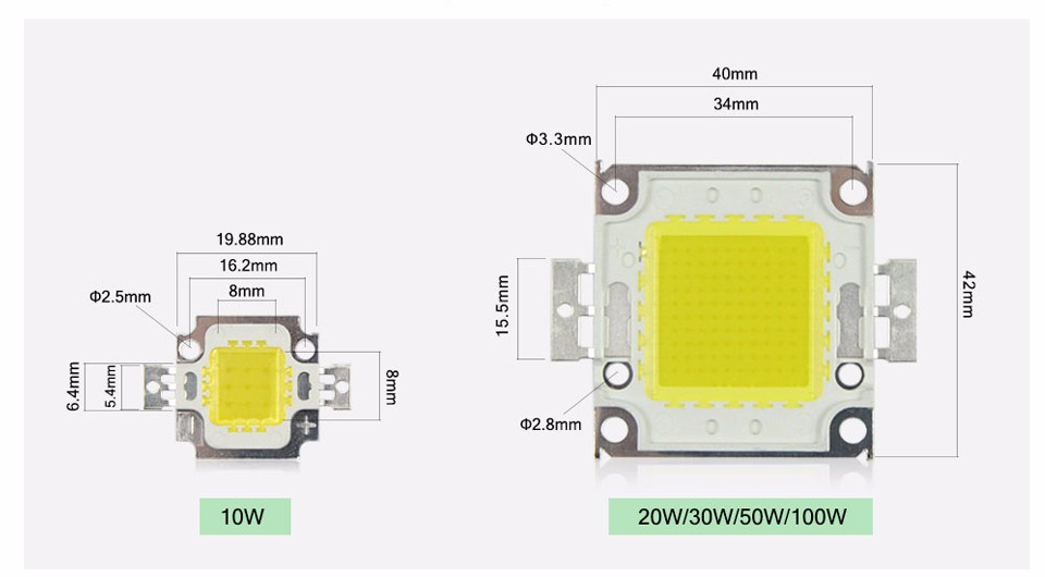 LED integrated Chip Beads With Power Driver transformer Full Watt 10W 20W 30W 50W 100W COB For Floodlight Spotlight Bulb light