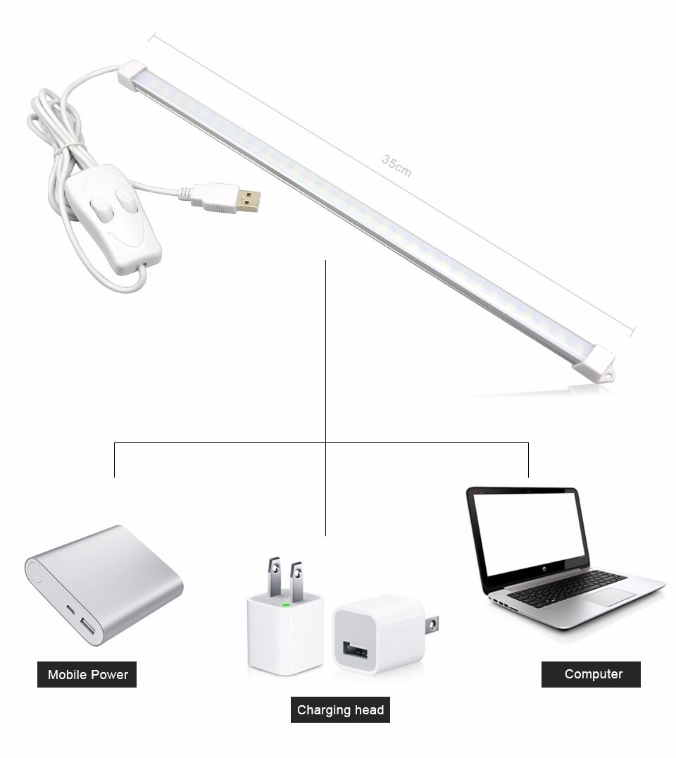 LED Night light USB LED Tube Rigid strip light DC5V 2835 SMD 3014 SMD LED lamp 30LEDs 35CM bulb Bar Reading Book Desk lamp