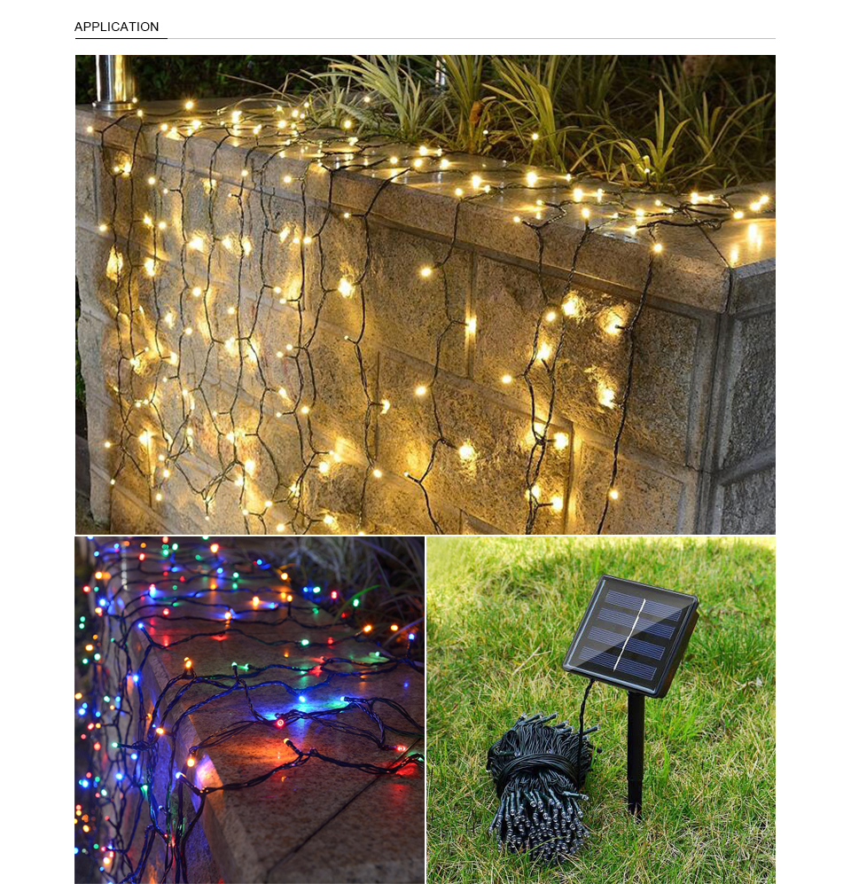 Solar LED String Lights Ambiance lighting Outdoor Patio Lawn Landscape Garden Home Wedding Holiday Christmas Tree Party Decor