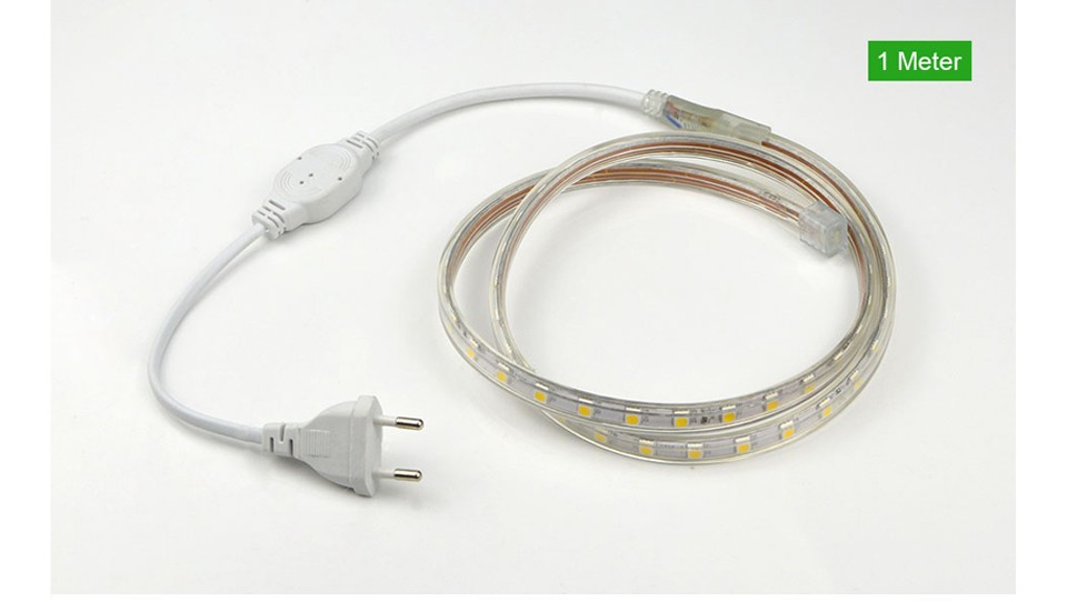 220V 60leds m SMD 5050 IP67 Waterproof led strip flexible light 1M 2M 3M 4M 5M 6M 7M 8M 9M 10M 11M 12M 15M 20M Power EU Plug