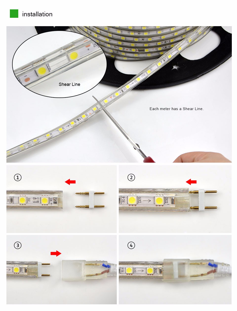 Waterproof 220V SMD 5050 5m 10m 15m 20m 25m led tape flexible led strip light 60 leds M outdoor garden lighting with EU plug