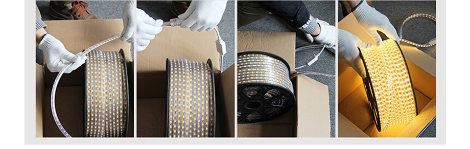 Dimmable 220V 5050SMD Warm white RGB LED strip light with EU plug LED lamp 60leds m 5M 10M 15M Outdoor Home Decor String light