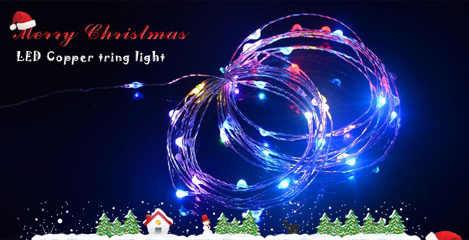 2m 5m LED strip light 3pcs AA Battery Powered RGB Copper Wire Holiday String lighting For Fairy Christmas Trees Party home light