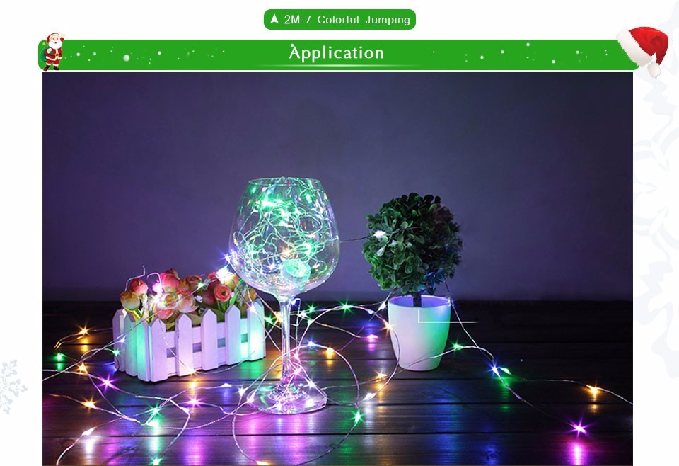 5M 50LED 2M 20LEDs LED Strip lighting LED Copper Wire String lights Battery Powered For Fairy Christmas Tree Holiday Party Decor