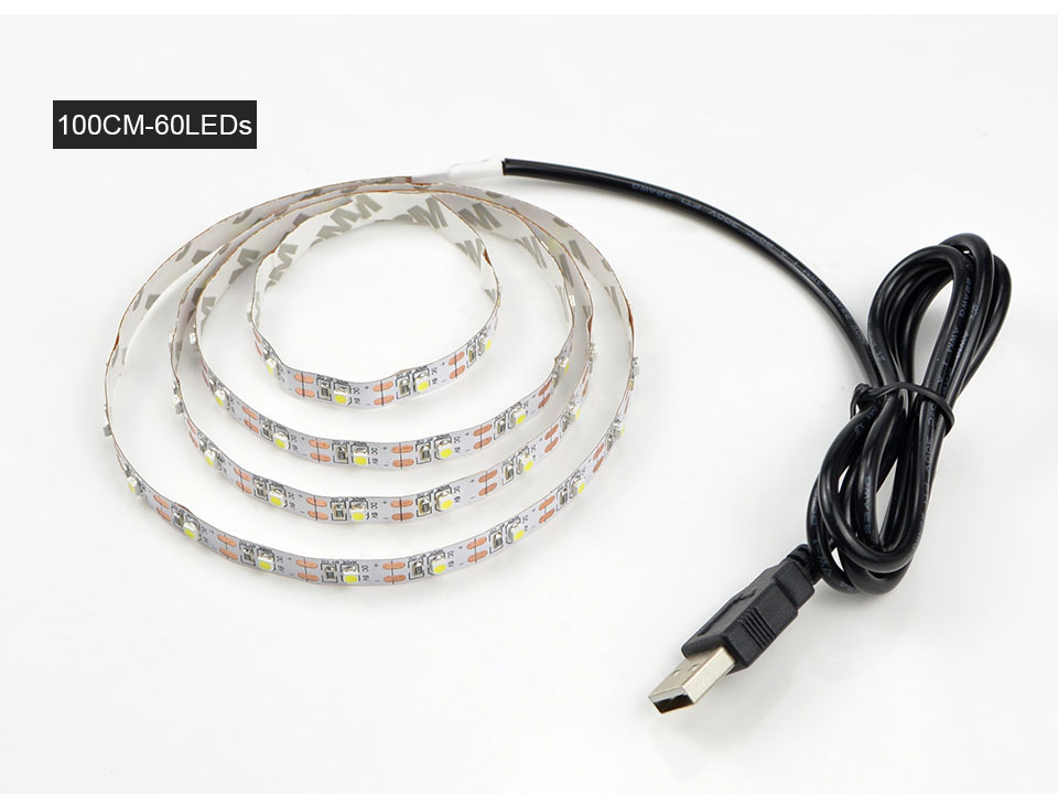 IP20 no waterproof Warm White RGB USB cable LED strip light 3528 SMD 1m 2m 3m 5m RGB remote control for desktop TV Decor lamp