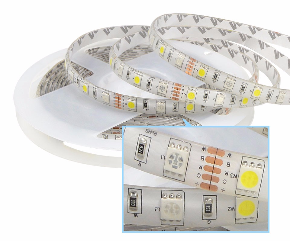 IP20 IP65 Waterproof RGBW RGBWW SMD 5050 5M LED Strip light DC12V Tape 40key Remoter Controller 3A Power Adapter