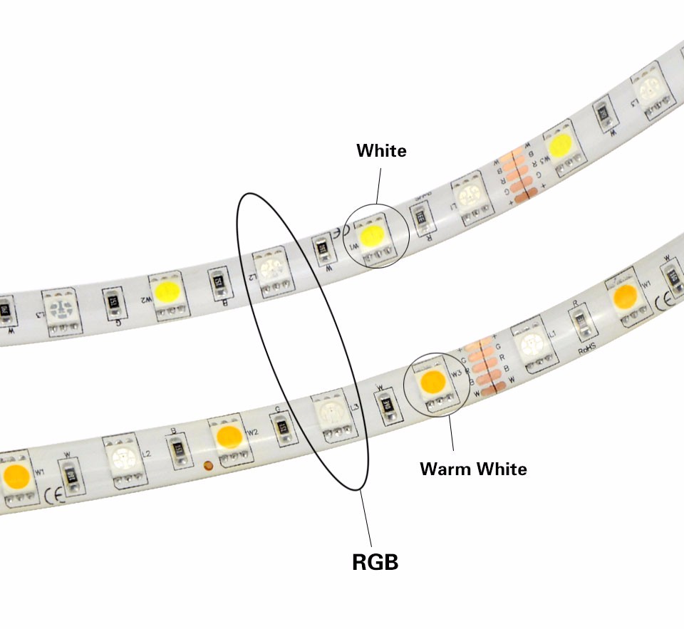 IP20 IP65 Waterproof RGBW RGBWW SMD 5050 5M LED Strip light DC12V Tape 40key Remoter Controller 3A Power Adapter