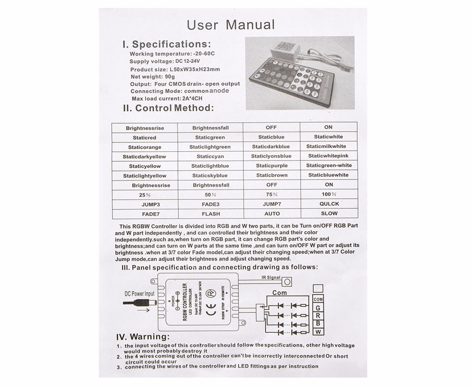 IP20 IP65 Waterproof RGBW RGBWW SMD 5050 5M LED Strip light DC12V Tape 40key Remoter Controller 3A Power Adapter