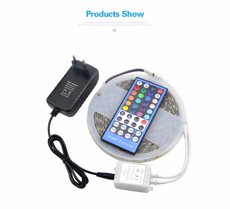 IP20 IP65 Waterproof RGBW RGBWW SMD 5050 5M LED Strip light DC12V Tape 40key Remoter Controller 3A Power Adapter