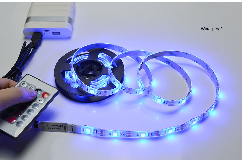 5050 SMD USB Charger Supply RGB LED Strip light DC 5V 0.5m 1M 2M USB Cable Decor lamp String RGB controller RGB remote control