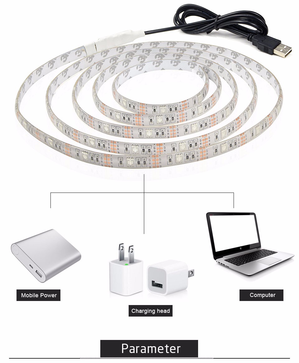 3528 SMD 5050 SMD LED Night light IP20 IP65 USB LED Strip Light DC 5V 1M 2M 3M 4M 5M RGB Lamp For TV Background home light