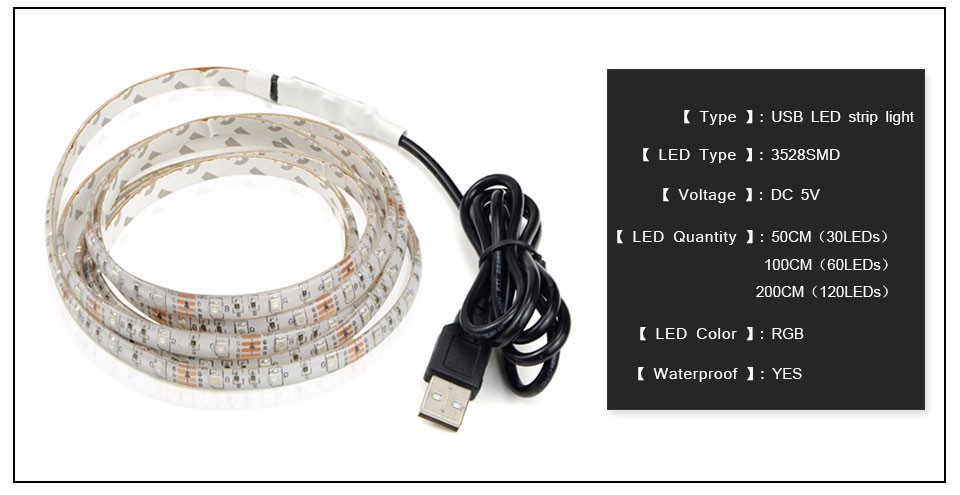 3528 SMD 5050 SMD LED Night light IP20 IP65 USB LED Strip Light DC 5V 1M 2M 3M 4M 5M RGB Lamp For TV Background home light