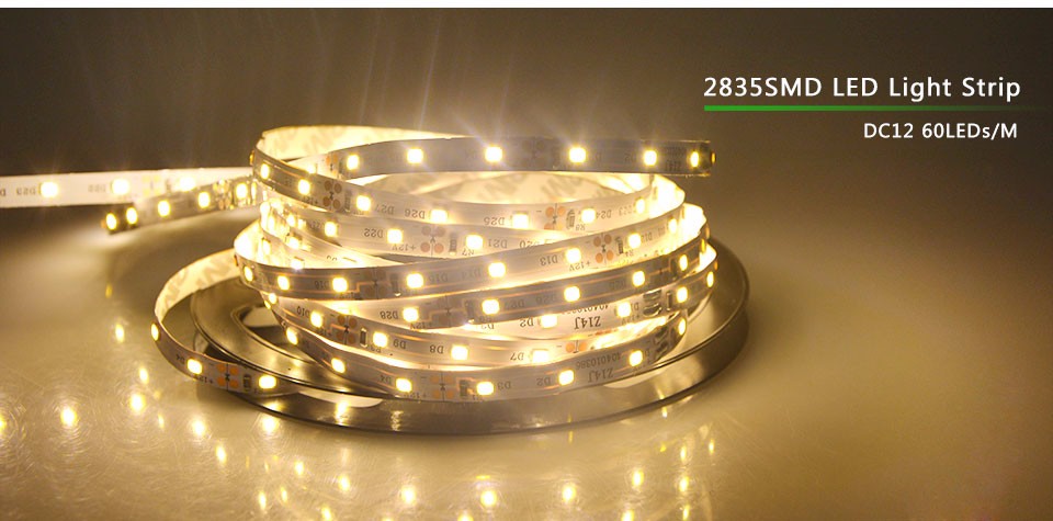 1Roll 5M Or 2Roll 10M 2835 3528 SMD More Brighter Than 5050 5630 SMD LED Strip light DC12V Indoor Decor Tape White Blue Red RGB