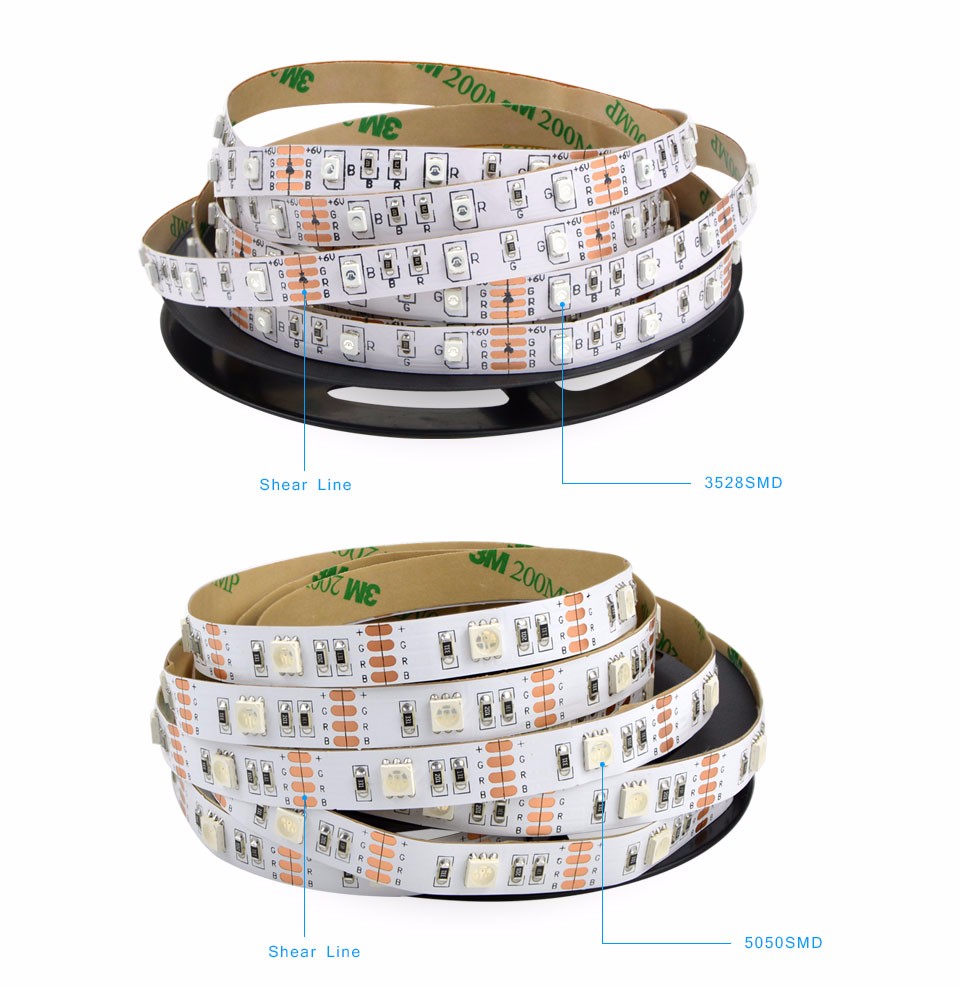 IP20 3528 5050 SMD RGB USB LED Strip light DC 5V 50CM 1M 2M Decor RGB lamp Tape Ribbon For Monitor TV Backgroud lighting