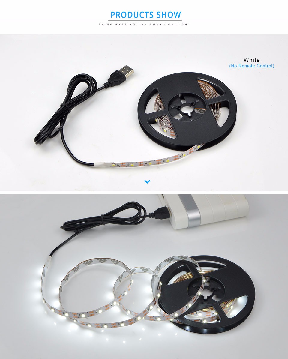 IP20 3528 5050 SMD RGB USB LED Strip light DC 5V 50CM 1M 2M Decor RGB lamp Tape Ribbon For Monitor TV Backgroud lighting